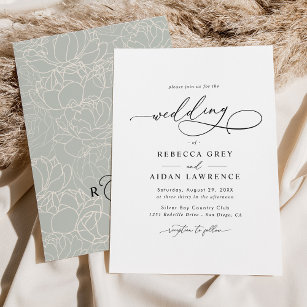 Einfache Elegante Kalligrafie-Skripte Hochzeit Einladung