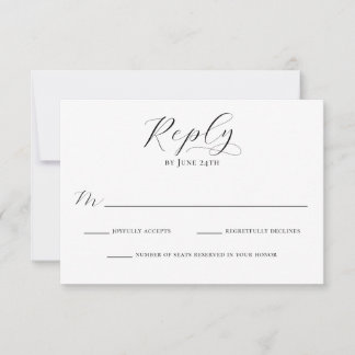 Einfache elegante Kalligrafie-Skripte Moderne Hoch RSVP Karte