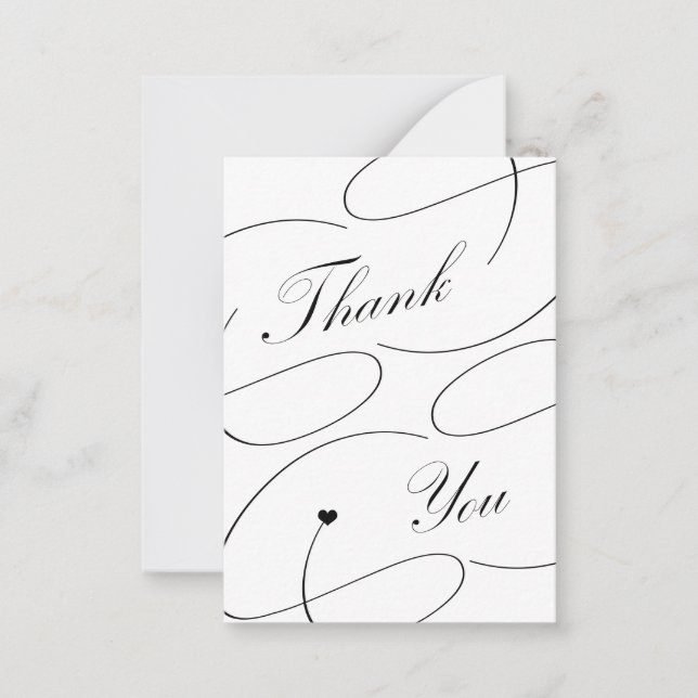Einfache elegante Kalligraphieschrift danke Mitteilungskarte (Vorderseite)