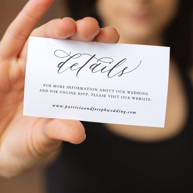 Einfache elegante kalligraphische Hochzeitsdetails Begleitkarte (Von Creator hochgeladen)