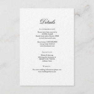 Einfache elegante Karte mit Details zur Hochzeit