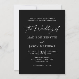 Einfache Elegante Klassik Black Foto Hochzeit Einladung