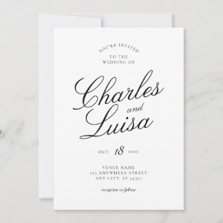 Einfache elegante klassische Hochzeitseinladung Einladung