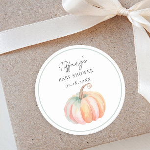 Einfache Elegante Kleine Pumpkin Fall Babydusche Runder Aufkleber
