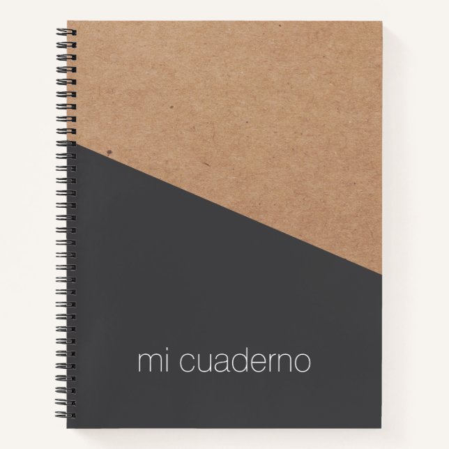 Einfache elegante Kraft Gray Geometric Notizbuch (Vorderseite)