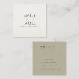 EINFACHE ELEGANTE KRAFT-WEISSE TYPOGRAPHIE-WEDD QUADRATISCHE VISITENKARTE