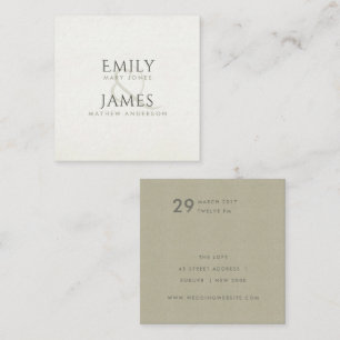 EINFACHE ELEGANTE KRAFT-WEISSE TYPOGRAPHIE-WEDD QUADRATISCHE VISITENKARTE