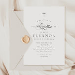 Einfache elegante Kreuzkalligrafie-Taufe Einladung<br><div class="desc">Die elegante Kalligraphie Schwarz und Weiß Kreuz Die Invitation besticht durch ein zartes,  modernes Kreuz,  gepaart mit modernem Typ und einer schönen Kalligraphie-Schrift.</div>