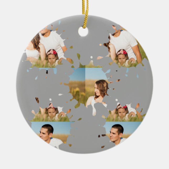 Einfache, elegante, kundenspezifische Foto-Collage Keramik Ornament (Vorne)