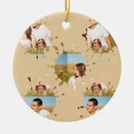 Einfache, elegante, kundenspezifische Foto-Collage Keramik Ornament
