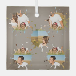 Einfache, elegante, kundenspezifische Foto-Collage Ornament Aus Glas
