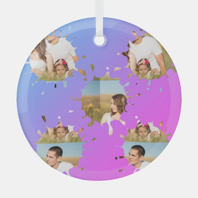 Einfache, elegante, kundenspezifische Foto-Collage Ornament Aus Glas (Vorderseite)