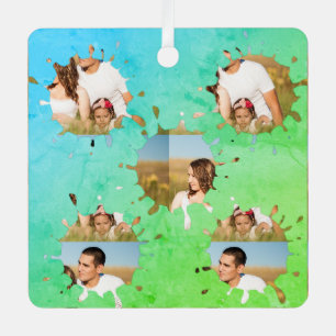 Einfache, elegante, kundenspezifische Foto-Collage Ornament Aus Metall