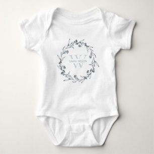 Einfache Elegante Laurel Wreath Monogram Baby Strampler