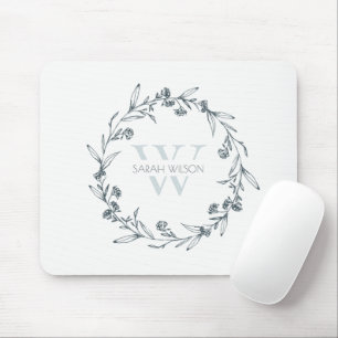 Einfache Elegante Laurel Wreath Monogram Mousepad