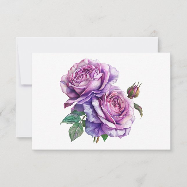 Einfache Elegante Lavender Rose Bouquet Wohnung Mitteilungskarte (Vorderseite)