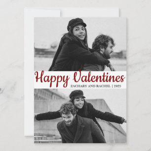 Einfache Elegante Liebe Valentinstag Paar 2 Foto Feiertagskarte