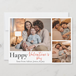 Einfache Elegante Liebe Valentinstag Paar 3 Foto Feiertagskarte