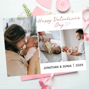 Einfache elegante Liebes Valentinstag Familie 3 Fo Feiertagskarte