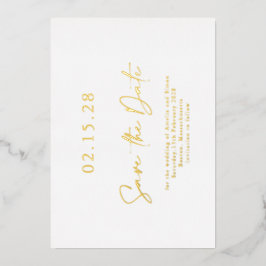 Einfache Elegante Luxe Real Gold Unterwegs Save th Folieneinladung