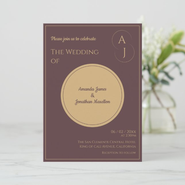 Einfache Elegante Luxury Gold Hochzeit Einladung (Stehend Vorderseite)
