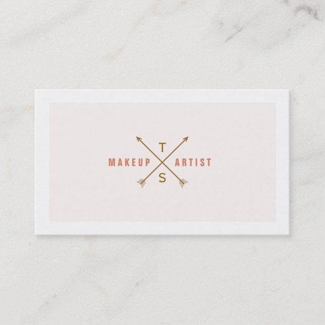 Einfache Elegante Makeup Artist Light Pink und Pea Visitenkarte (Vorderseite)
