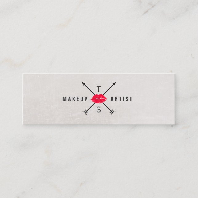 Einfache Elegante Makeup Artist Rote Kissinglippen Mini Visitenkarte (Vorderseite)