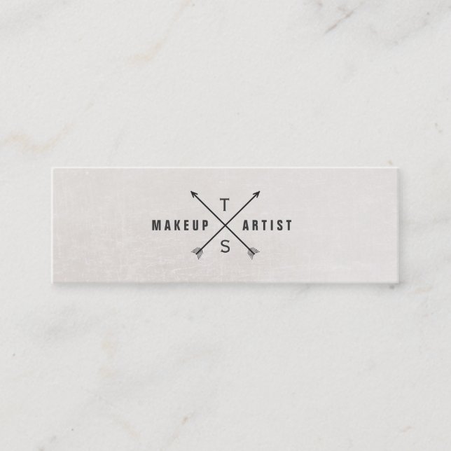 Einfache Elegante Makeup Artist Schwarz und Weiß Mini Visitenkarte (Vorderseite)