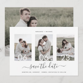 Einfache Elegante Minimal 4 Foto Collage Hochzeit Save The Date