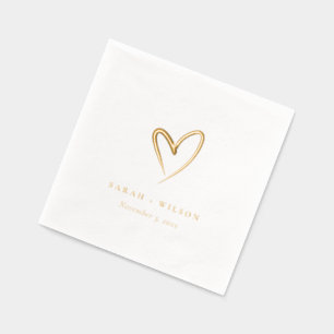 Einfache Elegante Minimal Heart Custom Wedding Servietten Mit Folie