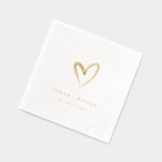 Einfache Elegante Minimal Heart Custom Wedding Servietten Mit Folie