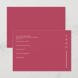 Einfache Elegante Minimal Modern Magenta Hochzeit Begleitkarte