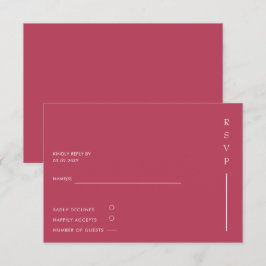 Einfache Elegante Minimal Modern Magenta Hochzeit RSVP Karte
