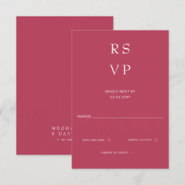 Einfache Elegante Minimal Modern Magenta Hochzeit RSVP Karte