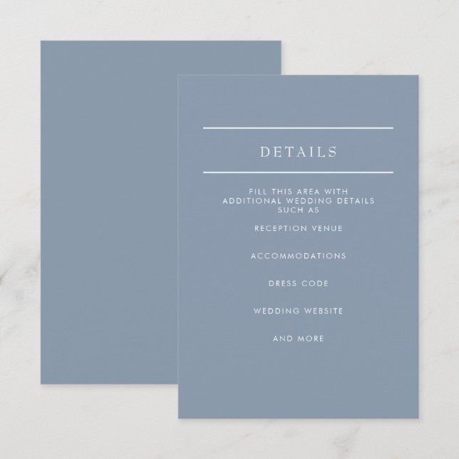 Einfache Elegante Minimal Moderne dufte blaue Hoch Begleitkarte (Vorne/Hinten)