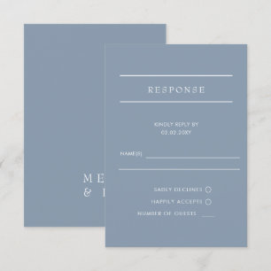Einfache Elegante Minimal Moderne dufte blaue Hoch RSVP Karte