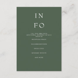 Einfache Elegante Minimal Moderne Grüne Hochzeit Begleitkarte
