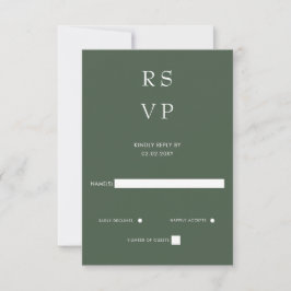 Einfache Elegante Minimal Moderne Grüne Hochzeit RSVP Karte