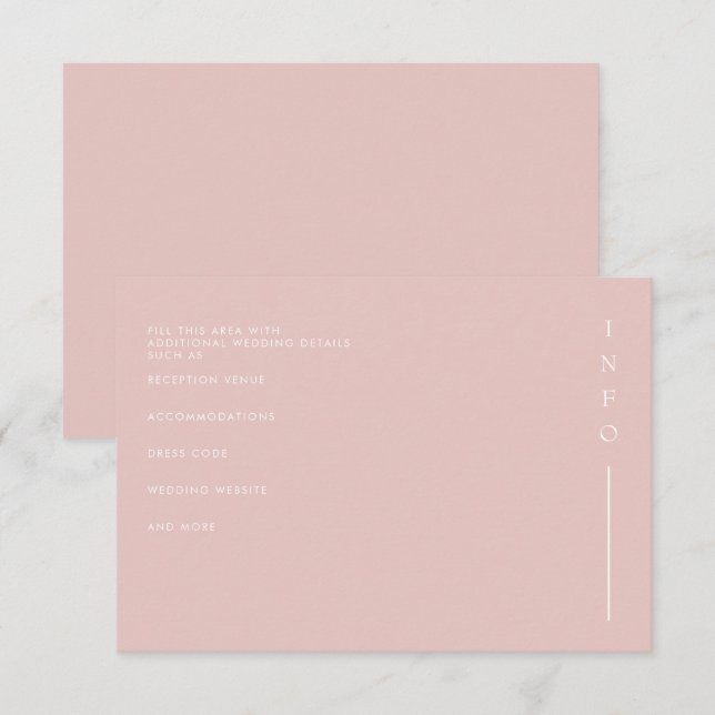 Einfache Elegante Minimal Moderne Hochzeit Begleitkarte (Vorne/Hinten)
