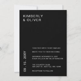 Einfache Elegante Minimal Moderne Schwarze Hochzei Einladung