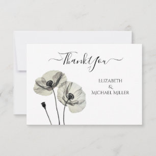 Einfache Elegante Minimalismus Schwarze und weiße Dankeskarte