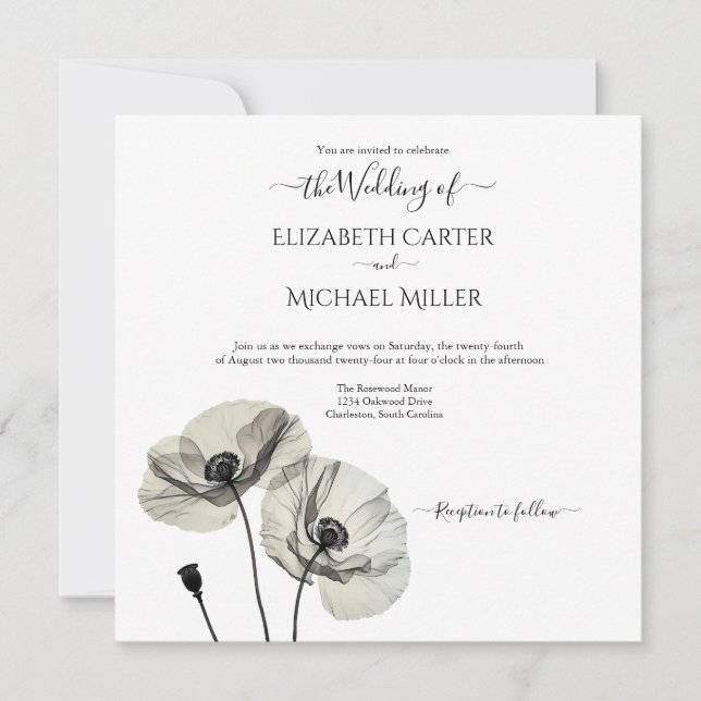 Einfache Elegante Minimalismus Schwarze und weiße  Einladung (Vorderseite)