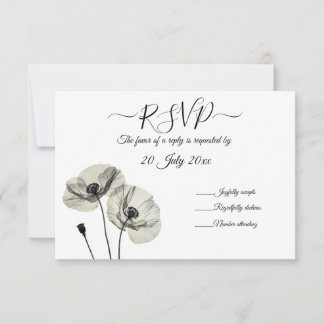 Einfache Elegante Minimalismus Schwarze und weiße RSVP Karte