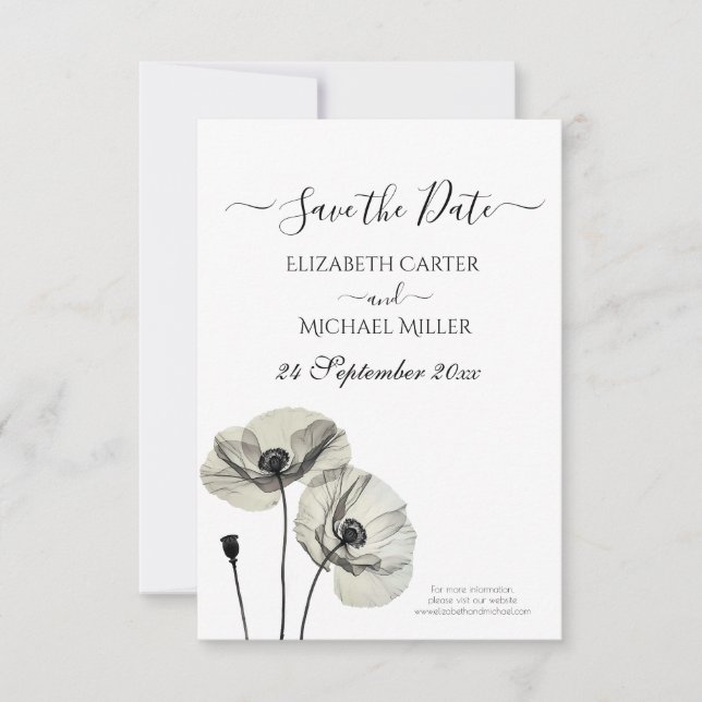 Einfache Elegante Minimalismus Schwarze und weiße  Save The Date (Vorderseite)