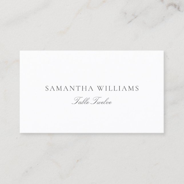 Einfache, elegante Minimalistisch-Gray-Hochzeiten- Visitenkarte (Vorderseite)