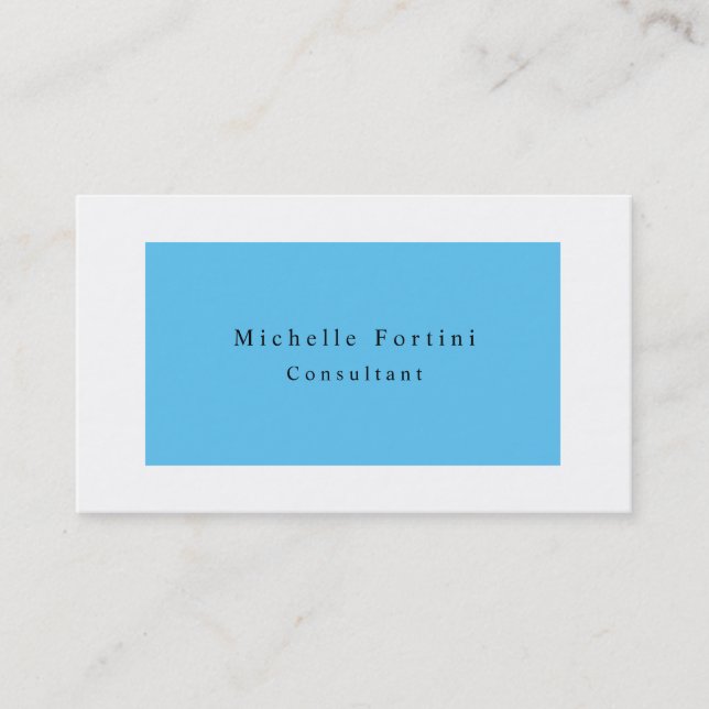 Einfache Elegante Minimalistisch Moderne Blau Weiß Visitenkarte (Vorderseite)