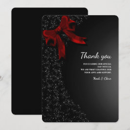Einfache Elegante Minimalistisch Red Bow Dankeschö Dankeskarte