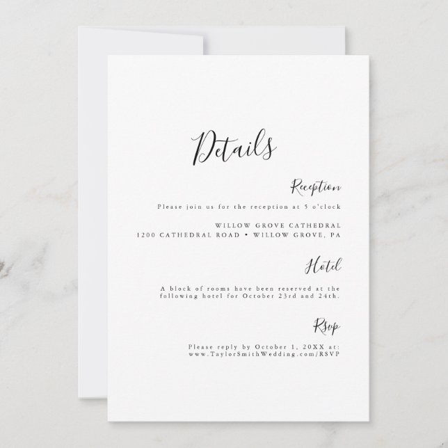 Einfache Elegante minimalistische Black&White-Deta Einladung (Vorderseite)