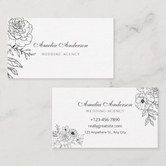 Einfache elegante minimalistische Floral Visitenkarte