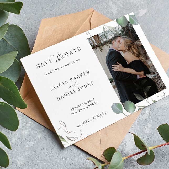 Einfache, elegante, minimalistische Foto Hochzeit Save The Date (Von Creator hochgeladen)